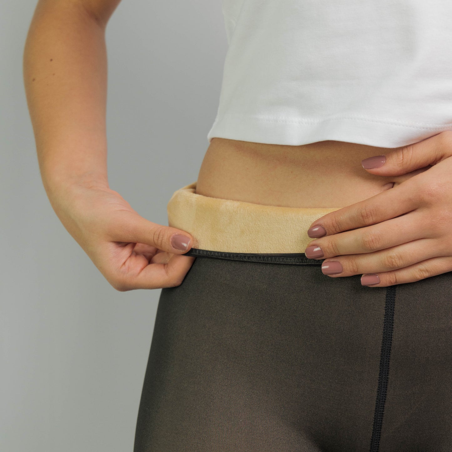 Collant Thermique Doublé en Polaire Gris