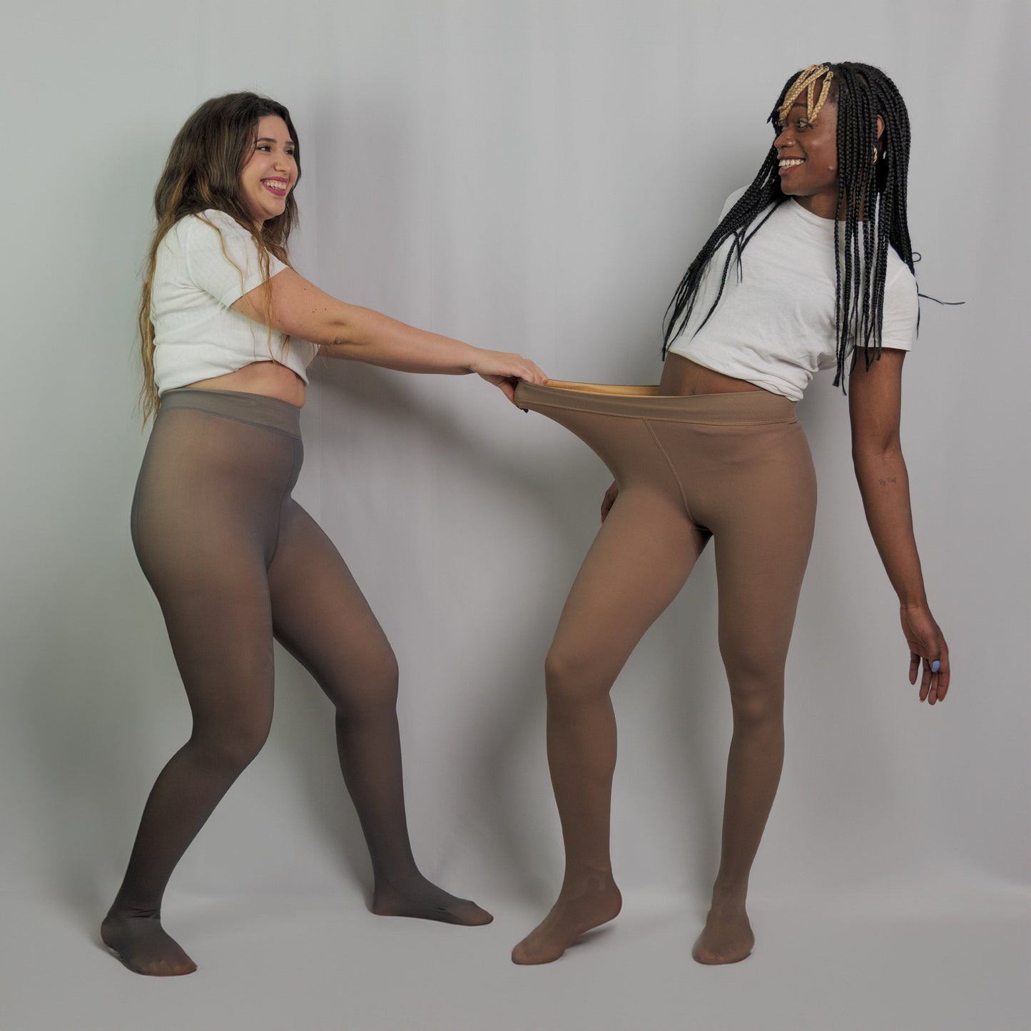 Collant Thermique Doublé en Polaire Gris